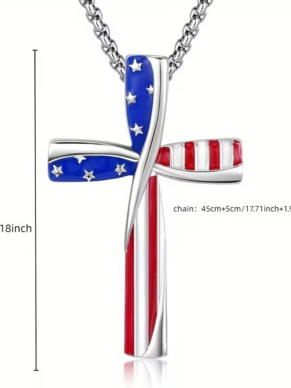 Cross Necklace with Flag Design - New